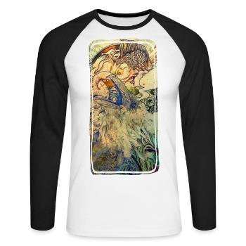 Rabe - Unisex Baseballshirt langarm - Weiß/Schwarz - Vorne - Nik (191cm)