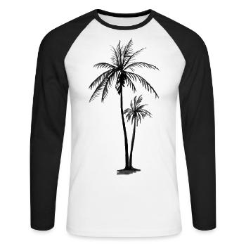 Palmiers - T-shirt baseball manches longues Homme - blanc/noir - Devant - Nik (191cm)