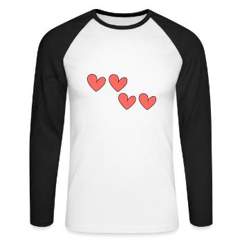 Coeur Quatre Coeurs Symbole - T-shirt baseball manches longues Homme - blanc/noir - Devant - Nik (191cm)