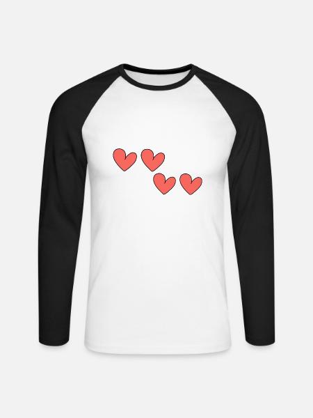 Heart Four Hearts Symbol - Unisex Long Sleeve Baseball T-Shirt - white/black