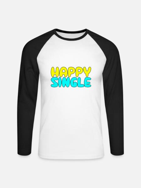 Happy Single - Glücklicher Single - Unisex Long Sleeve Baseball T-Shirt - white/black