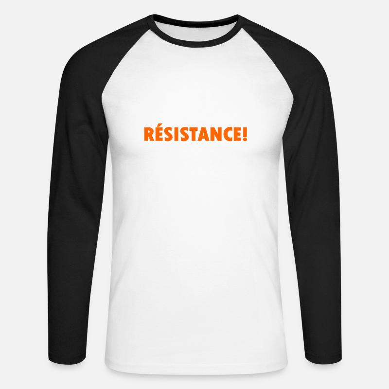 Résistance - Unisex Baseballshirt langarm - Weiß/Schwarz