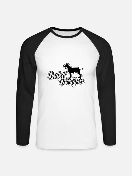 DEUTSCH DRAHTHAAR Hunderasse Jagdhunde Wilsigns - Unisex Baseballshirt langarm - Weiß/Schwarz