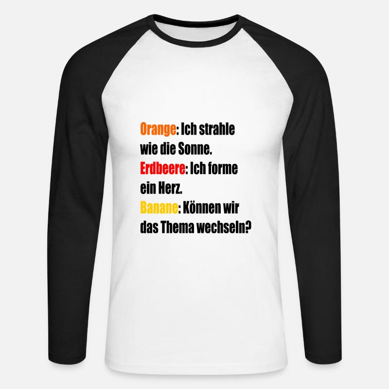 Orange Erdbeere Banane - Unisex Baseballshirt langarm - Weiß/Schwarz