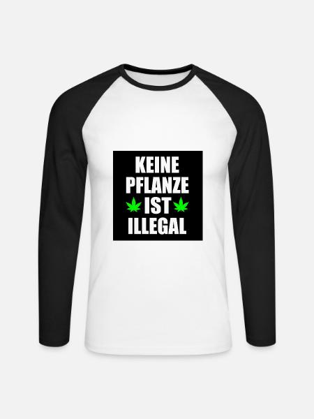 keine pflanze ist illegal - Unisex Baseballshirt langarm - Weiß/Schwarz