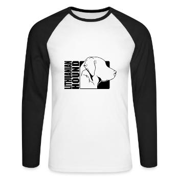 Lithuanian Hound Profil Jagdhunde Hunde Wilsigns - Unisex Baseballshirt langarm - Weiß/Schwarz - Vorne - Nik (191cm)