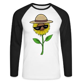 Sunflower Sunglasses Eyeglasses Gardener Flower Hat - Unisex Long Sleeve Baseball T-Shirt - white/black - Front - Nik (191cm)