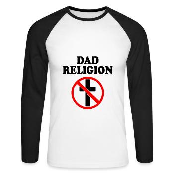 Dad religion - Unisex Baseballshirt langarm - Weiß/Schwarz - Vorne - Nik (191cm)