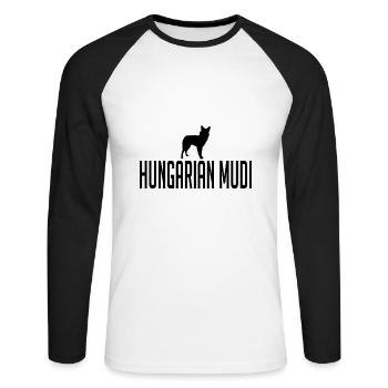 Hungarian Mudi Hunderasse Hunde Wilsigns - Unisex Baseballshirt langarm - Weiß/Schwarz - Vorne - Nik (191cm)
