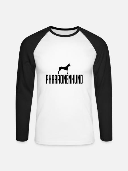 Pharaonenhund Hunderasse Hunde Wilsigns - Unisex Baseballshirt langarm - Weiß/Schwarz