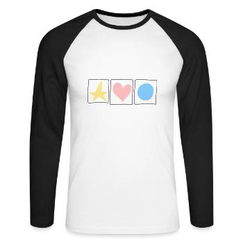Star Circle Heart Square Symbol Shape Colorful - Unisex Long Sleeve Baseball T-Shirt - white/black - Front - Nik (191cm)