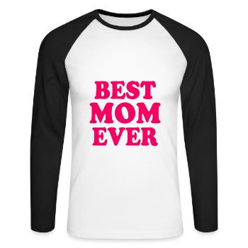 Best mom ever - T-shirt baseball manches longues Homme - blanc/noir - Devant - Nik (191cm)