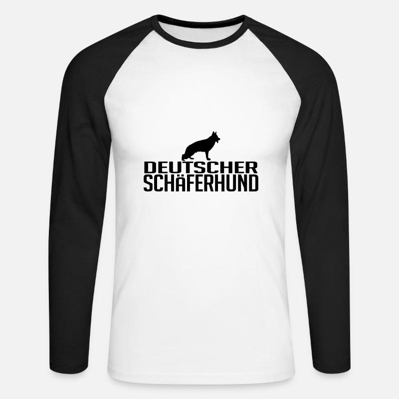 DEUTSCHER SCHÄFERHUND Hunderasse Hunde Wilsigns - Unisex Baseballshirt langarm - Weiß/Schwarz