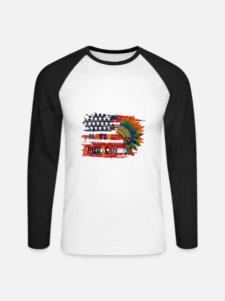 Native American Native American - Unisex Long Sleeve Baseball T-Shirt - white/black