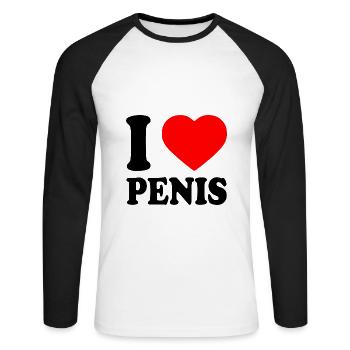 I love penis - T-shirt baseball manches longues Homme - blanc/noir - Devant - Nik (191cm)