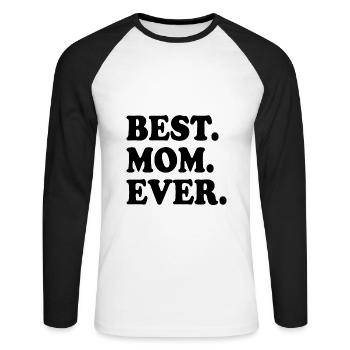 Best mom ever - T-shirt baseball manches longues Homme - blanc/noir - Devant - Nik (191cm)