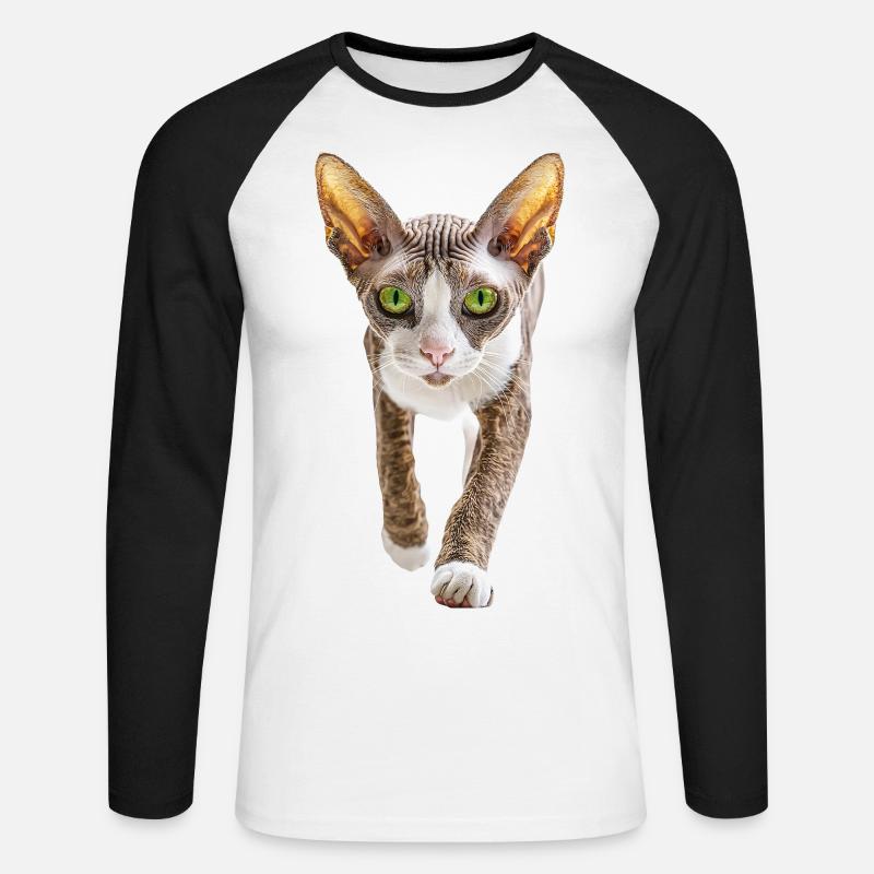 Cornish Rex - Unisex Baseballshirt langarm - Weiß/Schwarz