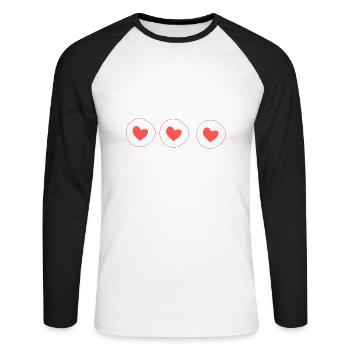 Coeur Cercle Symbole Forme Amour Motif Coeurs Rouge - T-shirt baseball manches longues Homme - blanc/noir - Devant - Nik (191cm)