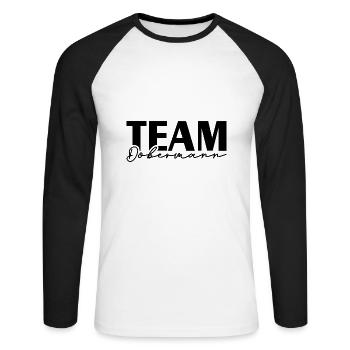 TEAM DOBERMANN Dobie Hundesport Hunde IGP Wilsigns - Unisex Baseballshirt langarm - Weiß/Schwarz - Vorne - Nik (191cm)