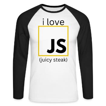 JavaScript web developer funny programming - Unisex Long Sleeve Baseball T-Shirt - white/black - Front - Nik (191cm)