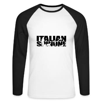ITALIAN SPINONE Hunting Dog Hunting Dogs Wilsigns - Unisex Long Sleeve Baseball T-Shirt - white/black - Front - Nik (191cm)