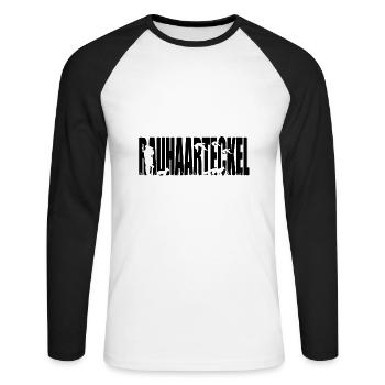 RAUHAARTECKEL Jagdhund Jagdhunde Wilsigns - Unisex Baseballshirt langarm - Weiß/Schwarz - Vorne - Nik (191cm)