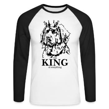 Leonberger King de tout Chiens Disant - T-shirt baseball manches longues Homme - blanc/noir - Devant - Nik (191cm)