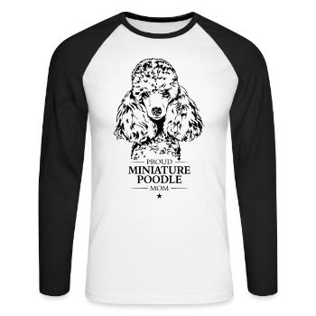Caniche miniature Maman chien Caniche miniature Wilsigns - T-shirt baseball manches longues Homme - blanc/noir - Devant - Nik (191cm)