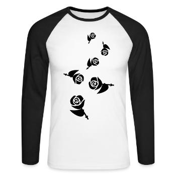 Symbole de l’icône rose - T-shirt baseball manches longues Homme - blanc/noir - Devant - Nik (191cm)