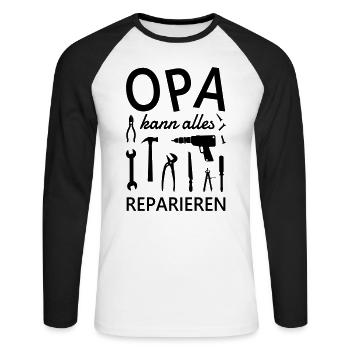 Opa reparieren Werkzeug Heimwerker Hammer Zange - Unisex Baseballshirt langarm - Weiß/Schwarz - Vorne - Nik (191cm)