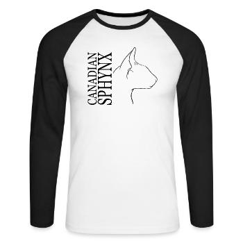 Profil Sphynx Canadien Chats Chat Wilsigns - T-shirt baseball manches longues Homme - blanc/noir - Devant - Nik (191cm)