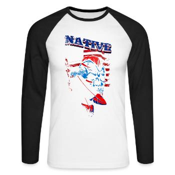 A creepy and beautiful skull design - Unisex Long Sleeve Baseball T-Shirt - white/black - Front - Nik (191cm)
