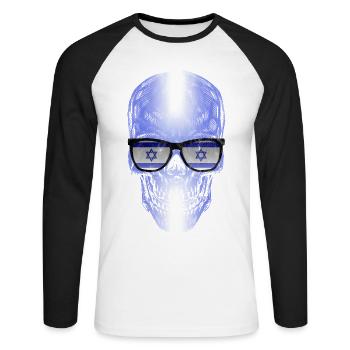 Israel - Unisex Long Sleeve Baseball T-Shirt - white/black - Front - Nik (191cm)