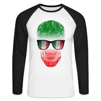 Italie - T-shirt baseball manches longues Homme - blanc/noir - Devant - Nik (191cm)