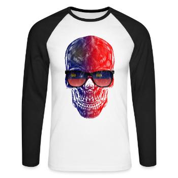 Liechtenstein - T-shirt baseball manches longues Homme - blanc/noir - Devant - Nik (191cm)