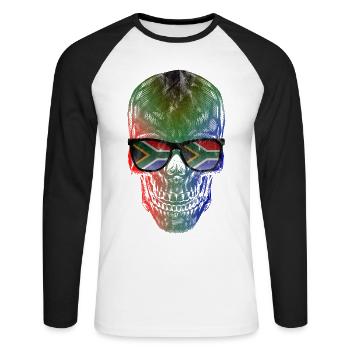 Südafrika - Unisex Baseballshirt langarm - Weiß/Schwarz - Vorne - Nik (191cm)