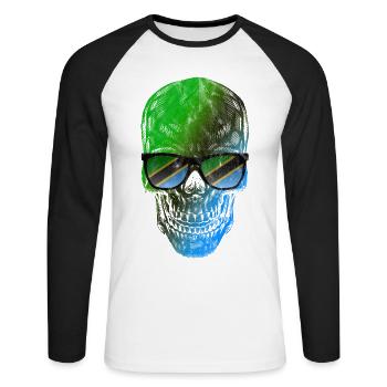 Tansania - Unisex Baseballshirt langarm - Weiß/Schwarz - Vorne - Nik (191cm)