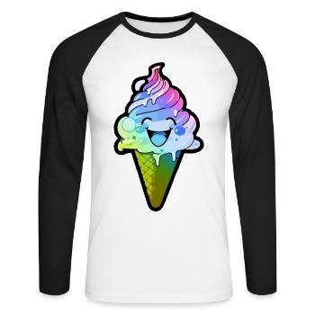 Ice Cream Comic Colorful - Unisex Long Sleeve Baseball T-Shirt - white/black - Front - Nik (191cm)