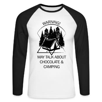 Zelt Camping Camper Pfadfinder Biwakieren - Unisex Baseballshirt langarm - Weiß/Schwarz - Vorne - Nik (191cm)