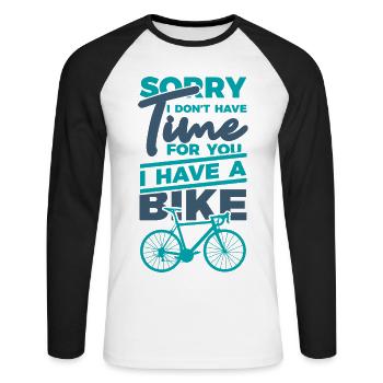 Funny cyclist's saying - Unisex Long Sleeve Baseball T-Shirt - white/black - Front - Nik (191cm)