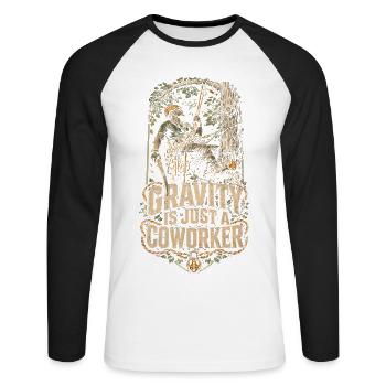Arboriste Tree Care Gravity n’est qu’un collègue - T-shirt baseball manches longues Homme - blanc/noir - Devant - Nik (191cm)