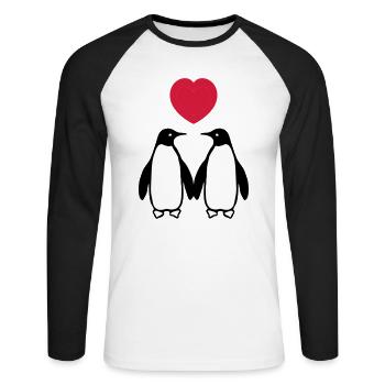 Verliebte Pinguine - T-shirt baseball manches longues Homme - blanc/noir - Devant - Nik (191cm)