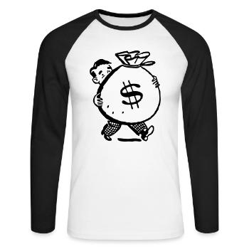 homme d'argent sac idée cadeau grand terrain Cartoon - T-shirt baseball manches longues Homme - blanc/noir - Devant - Nik (191cm)