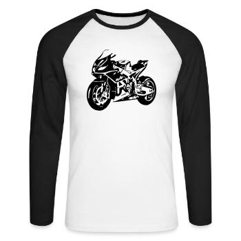 motorbike - Unisex Long Sleeve Baseball T-Shirt - white/black - Front - Nik (191cm)