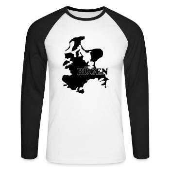 Rügen - Unisex Baseballshirt langarm - Weiß/Schwarz - Vorne - Nik (191cm)