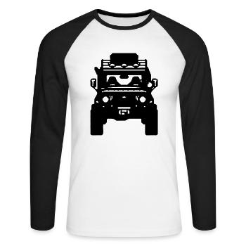 geländewagen - Unisex Baseballshirt langarm - Weiß/Schwarz - Vorne - Nik (191cm)
