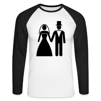 Icon Brautpaar - Unisex Baseballshirt langarm - Weiß/Schwarz - Vorne - Nik (191cm)