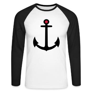 Anker - Unisex Baseballshirt langarm - Weiß/Schwarz - Vorne - Nik (191cm)