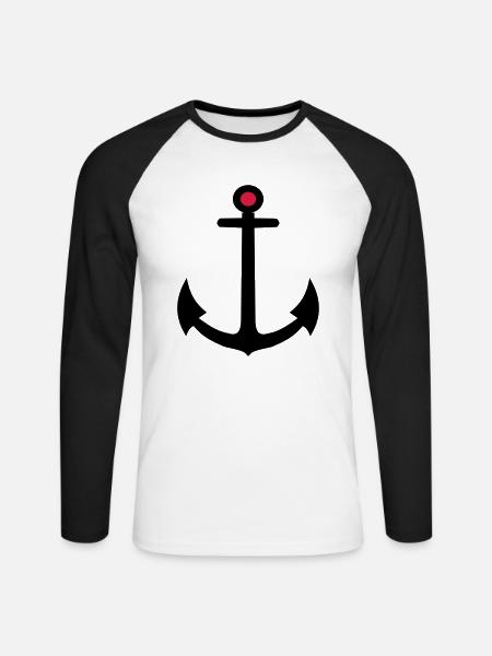 Anker - Unisex Baseballshirt langarm - Weiß/Schwarz