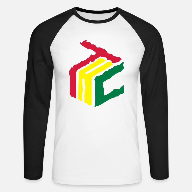 THC CUBE 3D Logo 420 - Unisex Baseballshirt langarm - Weiß/Schwarz